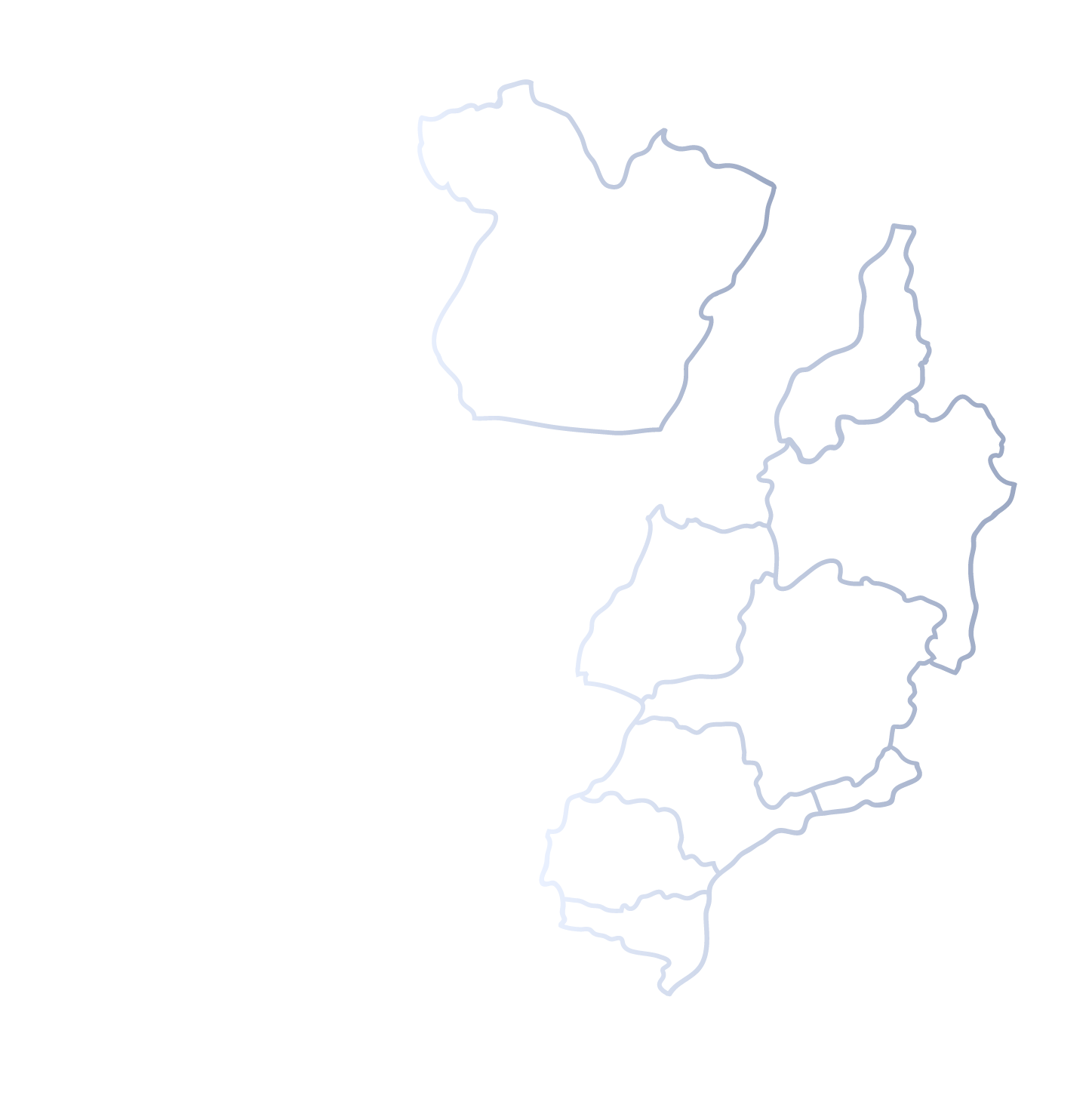 Mapa do Brasil com 8 estados destacados
